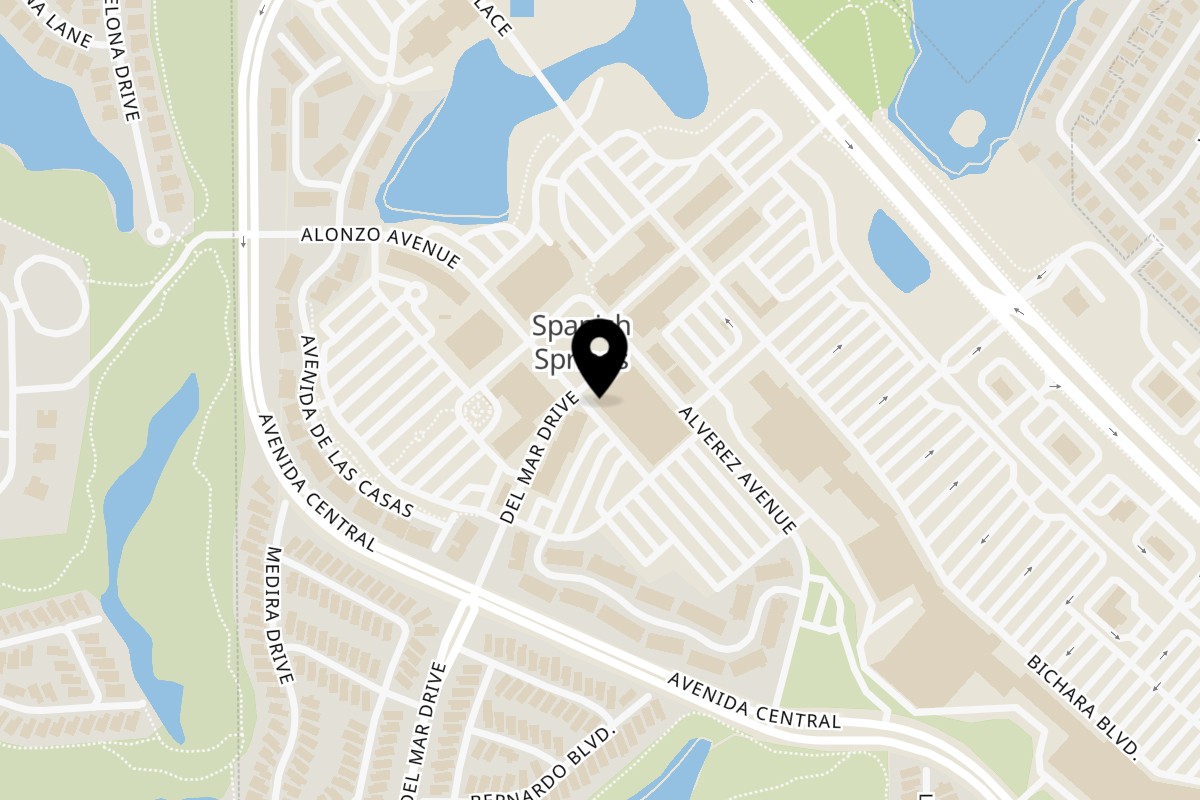 Map showing the location of Amerikanos Grille on 998 Del Mar Dr #108 in Lady Lake